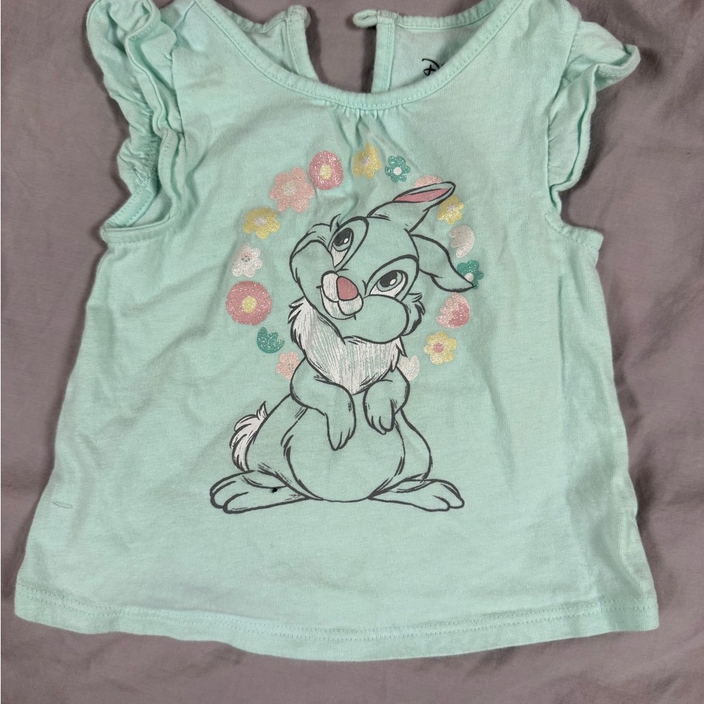 Jumping Beans Green Short Sleeve Tee with Bunny Design
